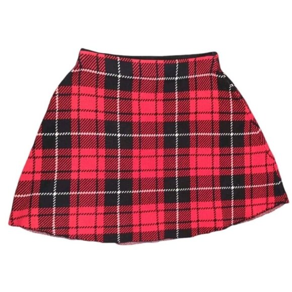 H&M Womens Sz XXS Plaid Mini Skirt Preppy A Line Red Anime Grunge Punk Y2K 90's - Picture 2 of 9